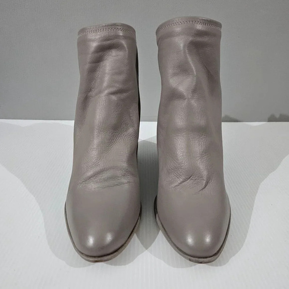 Chocolat Blu Boston Ankle Boot Womens EU 38 Taupe Gray Leather Block Heel Fall - Picture 4 of 16